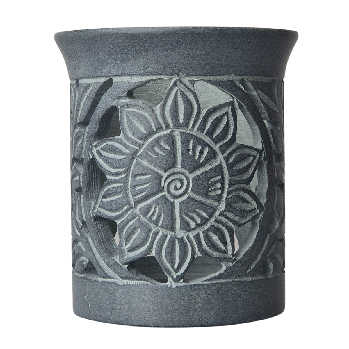 Speckstein Räuchergefäß, 6 cm Sieb, Farbe grau, Motiv Sonne, MAFUMO Shop online zu bestellen
