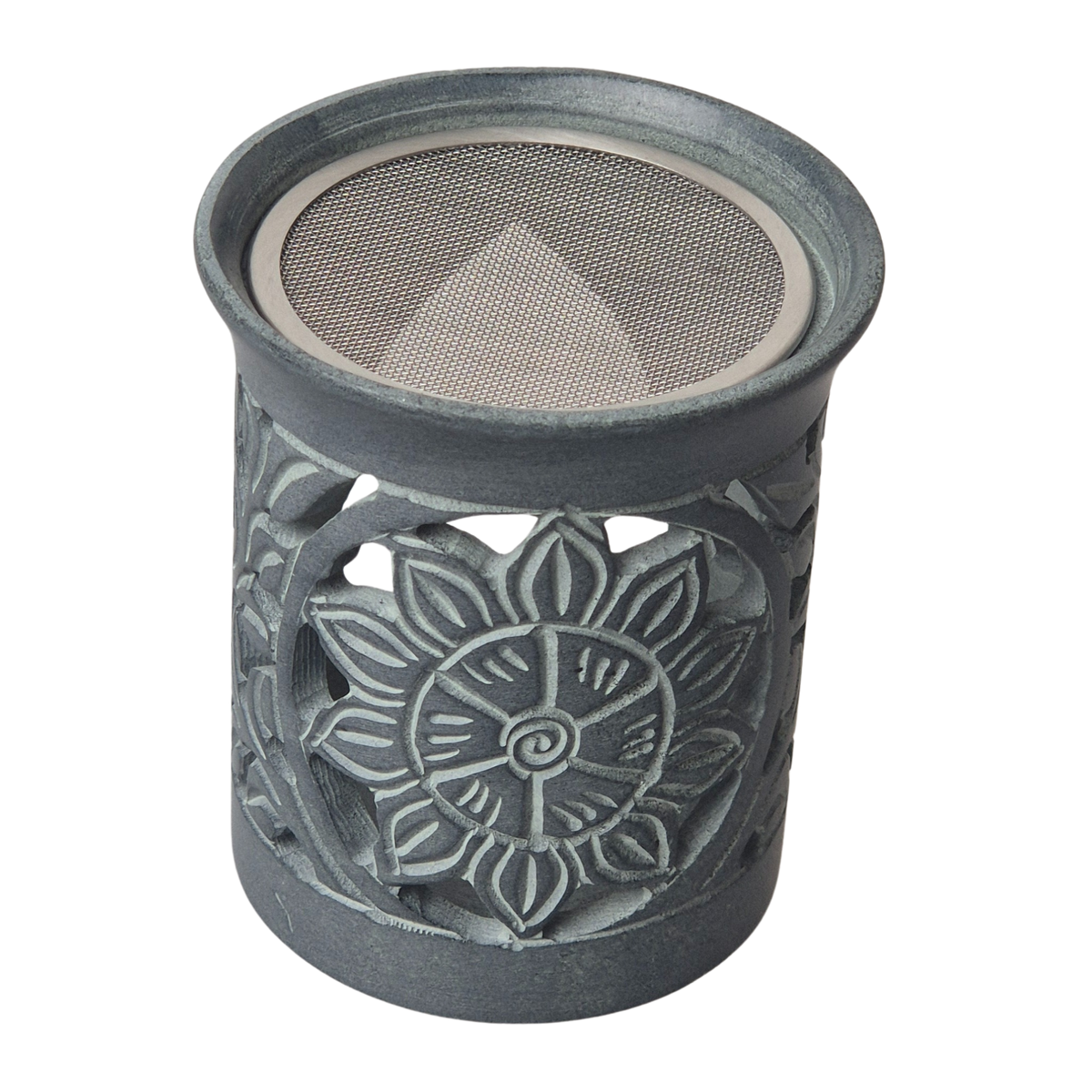 Speckstein Räuchergefäß, 6 cm Sieb, Farbe grau, Motiv Sonne, MAFUMO Shop online zu bestellen