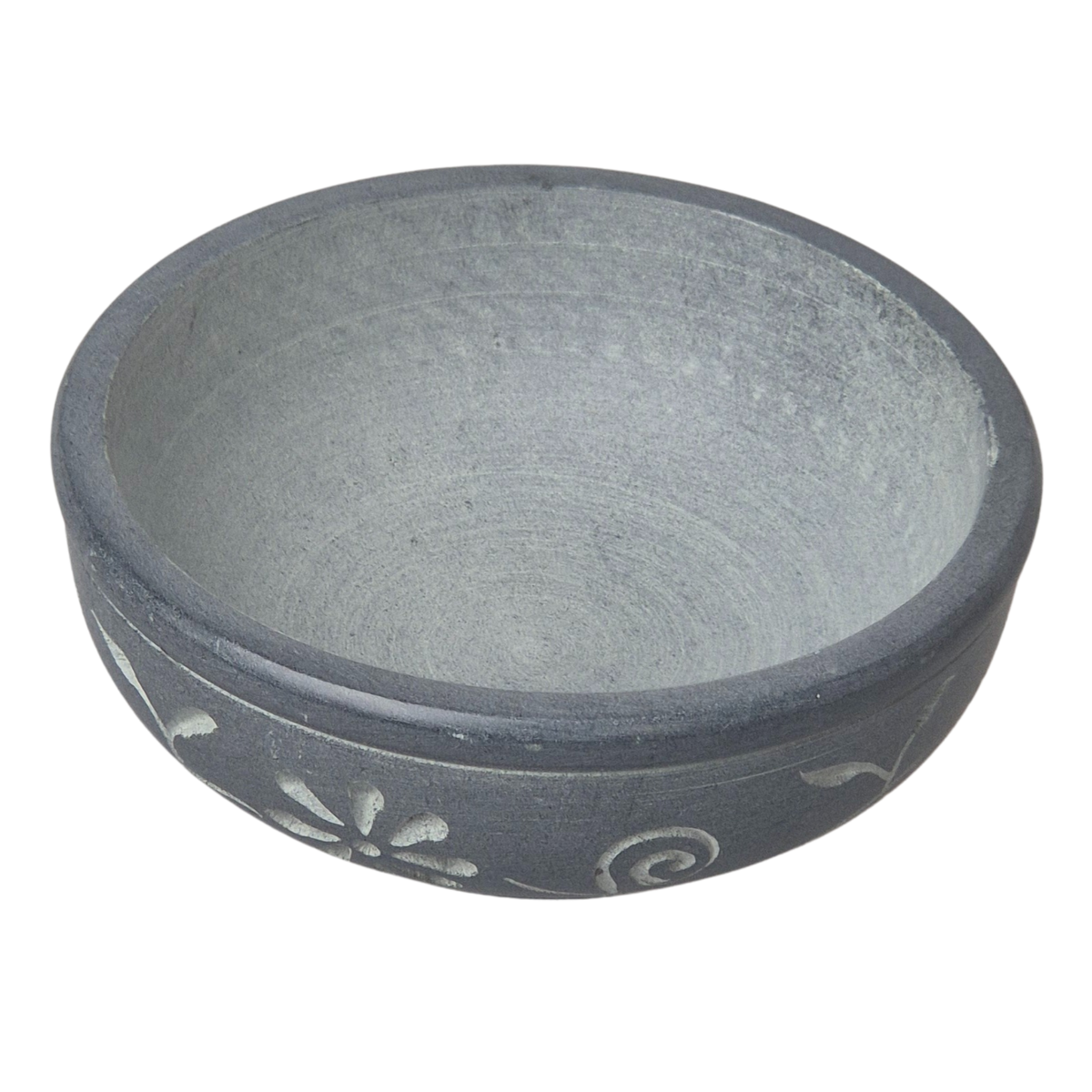 Speckstein Räucherschale, Farbe grau mit Ornamenten, zum Räuchern auf Kohle - im Mafumo Shop