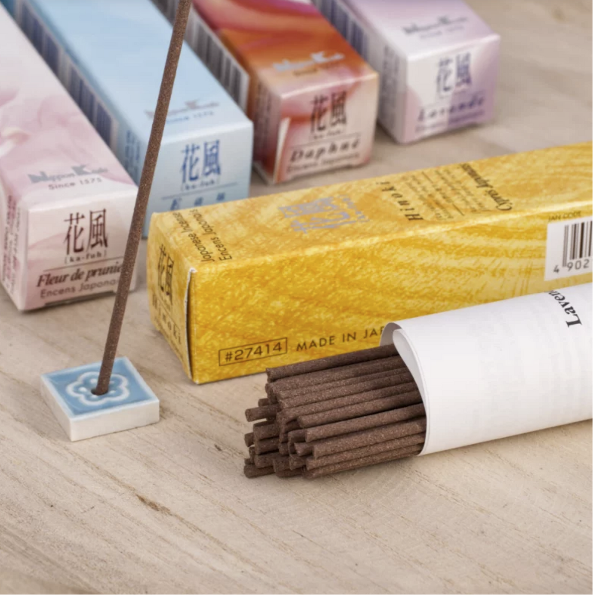 Japanische Räucherstäbchen von Nippon Kodo – Morning Star, Ka Fuh und Herb & Earth Verpackungen bei MAFUMO Räuchermanufaktur