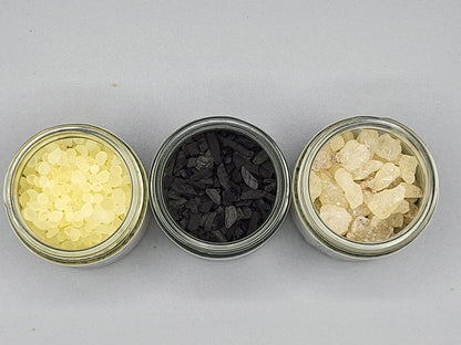 3 Weihrauchsorten im Set, zum probieren, Styrax, Mastix, Dammar, Räuchermischungen, MA-FUMO