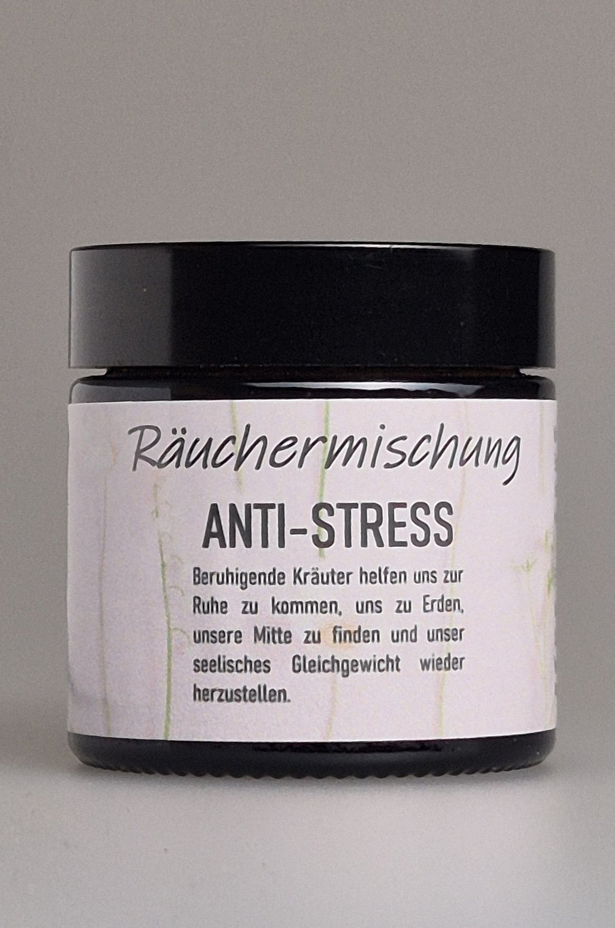 Räuchermischung Anti-Stress in schwarzer Dose mit Etikett und Produktnamen