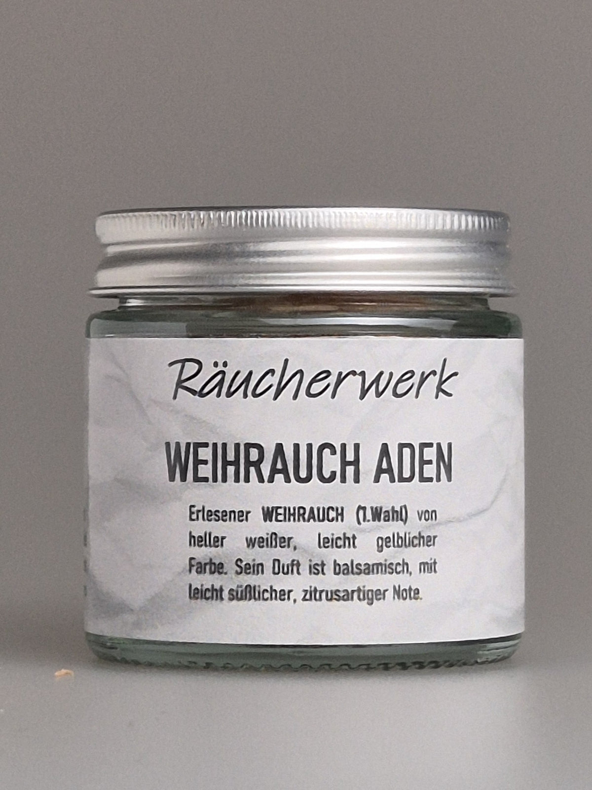 Räucherwerk, Weihrauch Aden, balsamische Note, zur Reinigung, weiße bis leicht gelbliche Farbe, feiner Duft, zitrusartige Note, Räuchermischungen, Räuchermanufaktur, Weihrauch