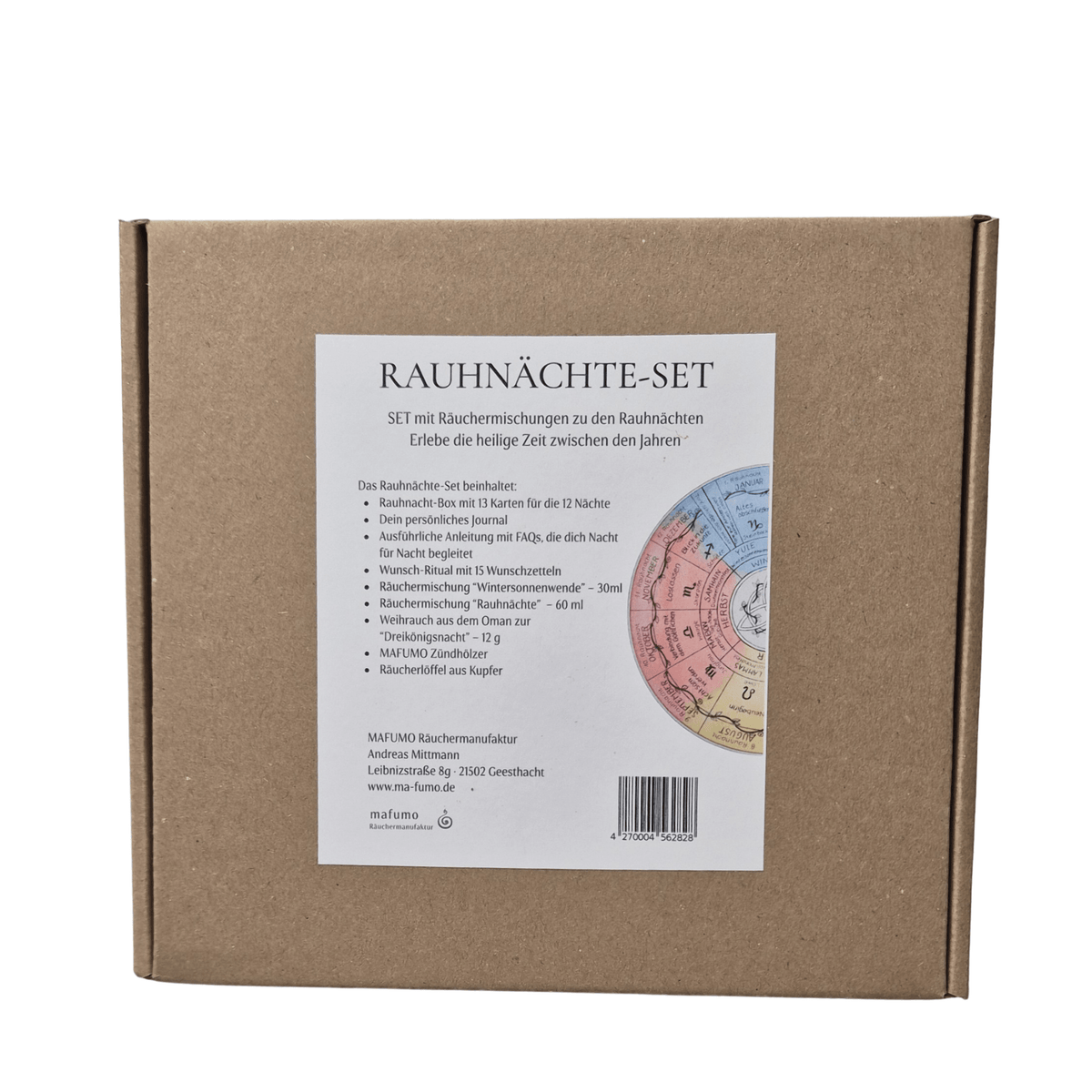 Rauhnacht-Set in der Umverpackung mit Label und Beschriftung zum Inhalt - von MAFUMO