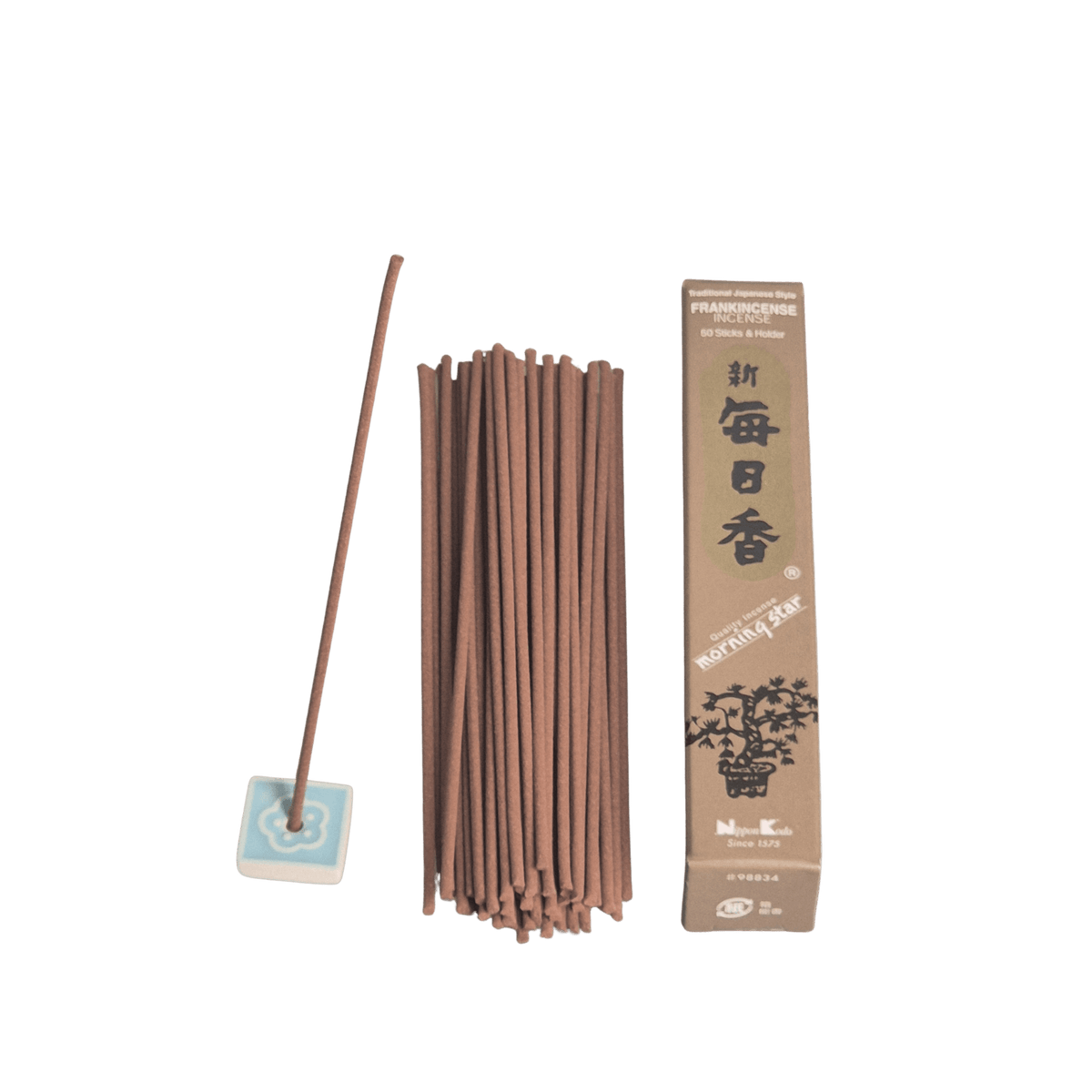 Morning Star- Packung mit 50 Sticks - mit kleinem Keramikhalter - Duft: Weihrauch - Frankincense