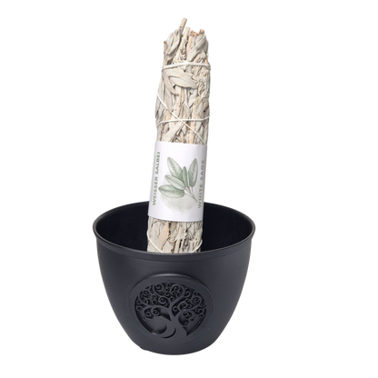 Smudge Bowl Lebensbaum mit XXL White Sage Räucherbündel – MAFUMO