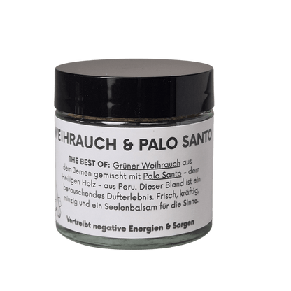 Glastiegel Weihrauch Oman &amp; Palo Santo - Best of zweier hochreinen Räucherstoffe - bei MAFUMO
